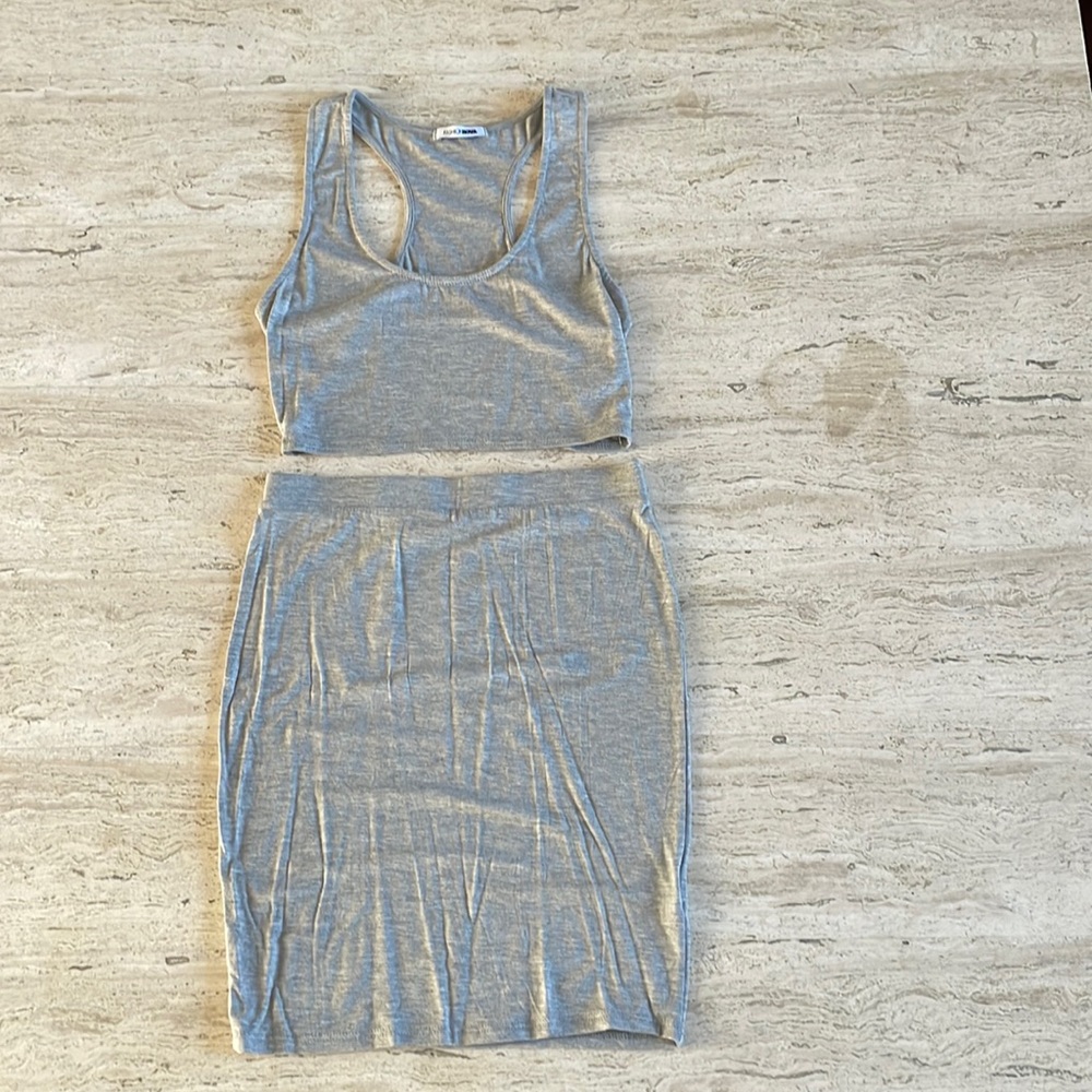 Fashion Nova grey skirt set